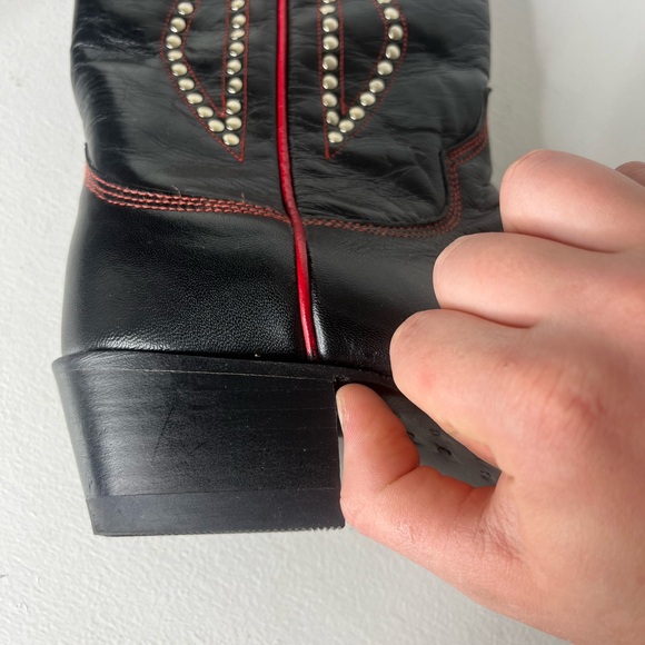 Frye Daisy Duke Black and Red Embellished Cowboy Country Western Boots - Size 9M - Picture 11 of 12